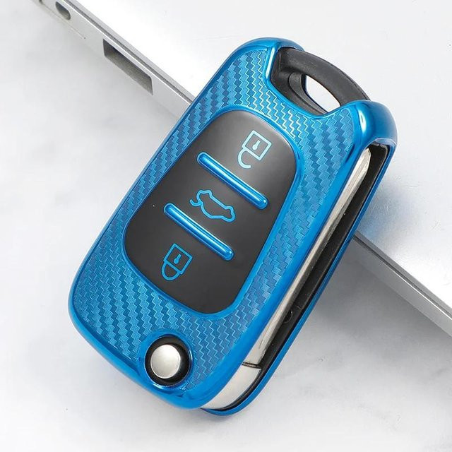 TPU Auto Schlüsselhülle Abdeckung in Blau für Hyundai I20 I30 Ix20 Ix25 Ix35 Elantra Accent und KIA Sportage Rio 3 Soul Optima Ceed Pro K5 K2 Pride - Bild 1