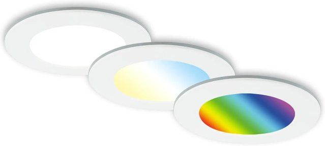 Briloner 3er Set LED Bad Einbaustrahler IP65 RGBW CCT Dimmbar mit Fernbedienung in Weiß - Bild 1