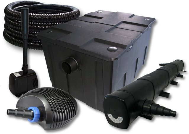 Sunsun Teichfilter Set mit 60000L Klärleistung, 72W Klärer und 40W Eco Pumpe inklusive Schlauch für Springbrunnen, Schwarz - Bild 1