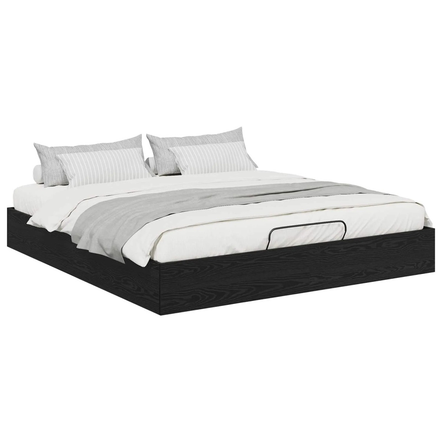 vidaXL Ottoman Bettgestell mit Lift-up-Funktion in Schwarz und Eichen-Optik, B/T/H: 193 x 120 x 25 cm - Bild 2