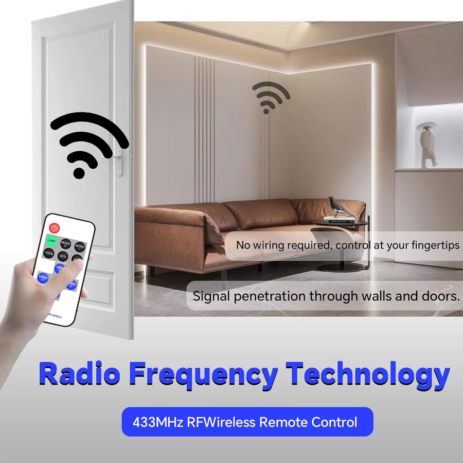 Acosh Neon dimmbarer FCOB LED-Streifen mit RF-Fernbedienung und USB-Anschluss in Warmweiß für Schrank, Schlafzimmer und Möbel - Bild 2