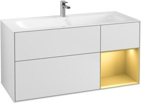 V&B Waschtischunterschrank Finion mit Wandbeleuchtung, Weiß lackiert, B: 119,6 cm, T: 49,8 cm - Bild 1