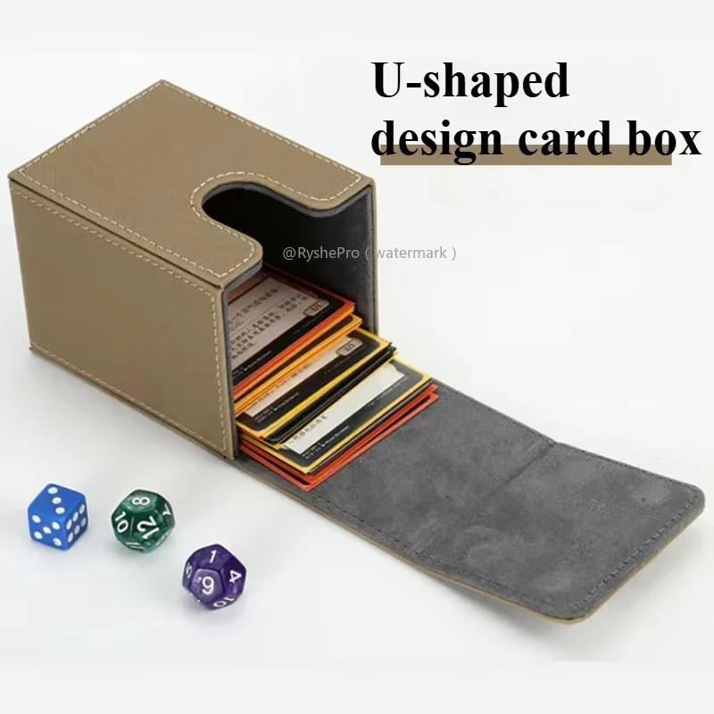 RyshePro Karten-Aufbewahrungsbox, Deckbox aus Leder, mit 2 Trennwänden - Bild 3
