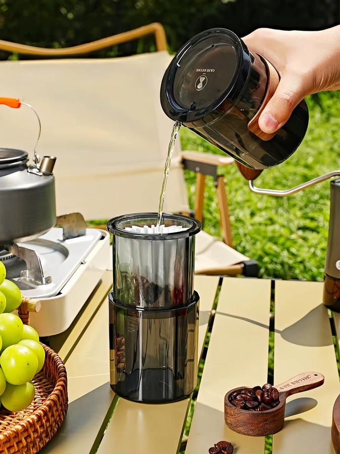 WUWANLI 3-in-1 Kaffeeset für unterwegs, handgefertigtes Reise-Kaffeegeschirr aus Glas in Grün oder Schwarz - Bild 5