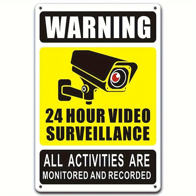 CIFBUY CCTV-Schild aus Eisen im Vintage-Stil für die Wandmontage, B: 20,32 cm, H: 30,48 cm - Bild 1