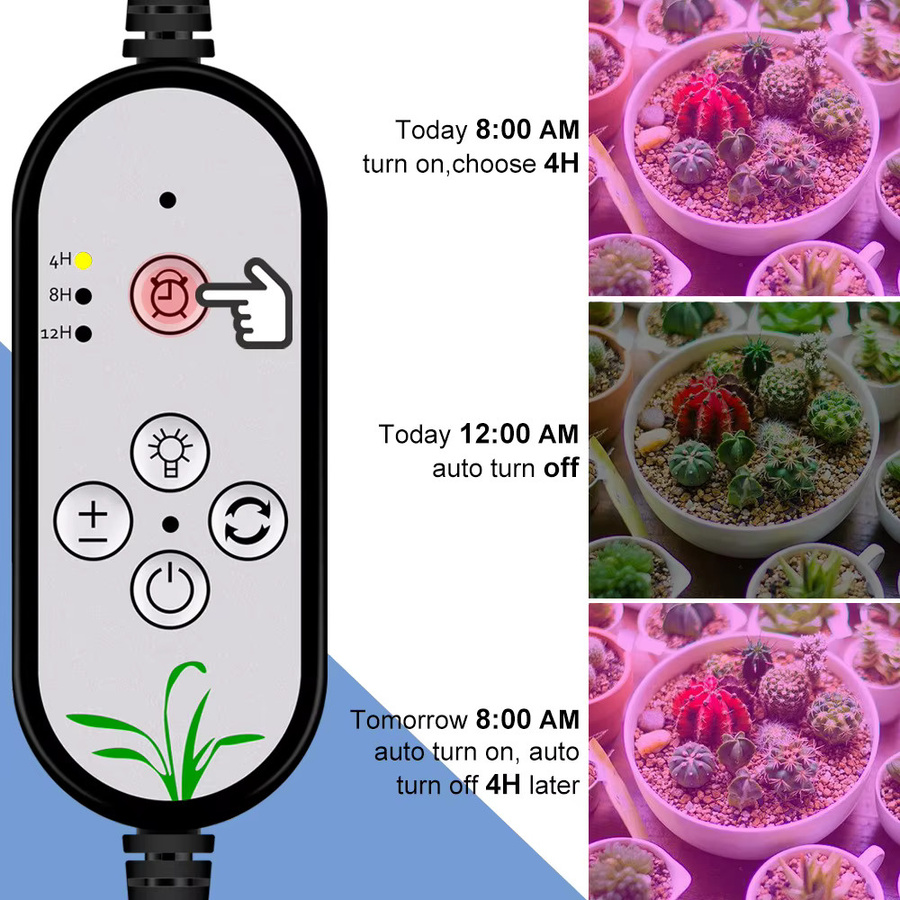 CanLing LED-Pflanzenwachstumslicht in Schwarz mit Vollspektrum, dimmbarer Funktion und Timer für Hydrokultur und Zimmerpflanzen via USB - Bild 4