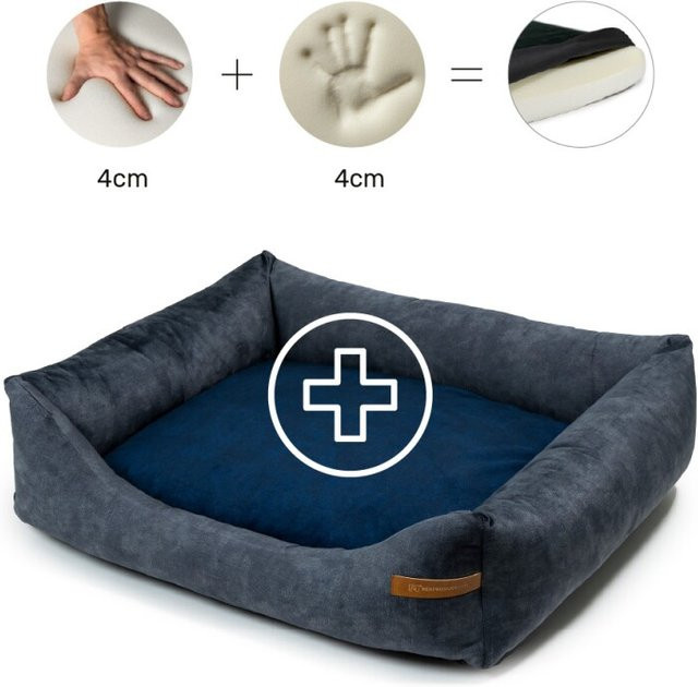 Rexproduct Otto Orthopädisches Hundebett Sofa in Dunkelblau und Graphit mit abnehmbarem Bezug und Orthopädischem Schaumstoff - Bild 1