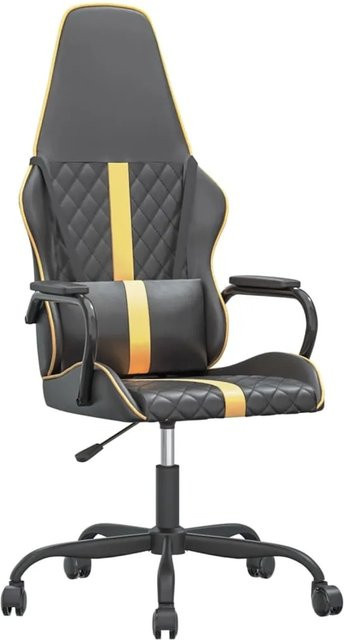 vidaXL Gaming-Stuhl Modell 7 in Schwarz und Gold aus Kunstleder mit Armlehnen und Kopfstütze - Bild 1
