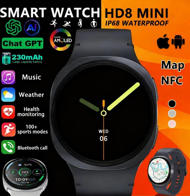 BOALZETD Smartwatch, Schwarz, Silikon, GPS, Unisex - Bild 1