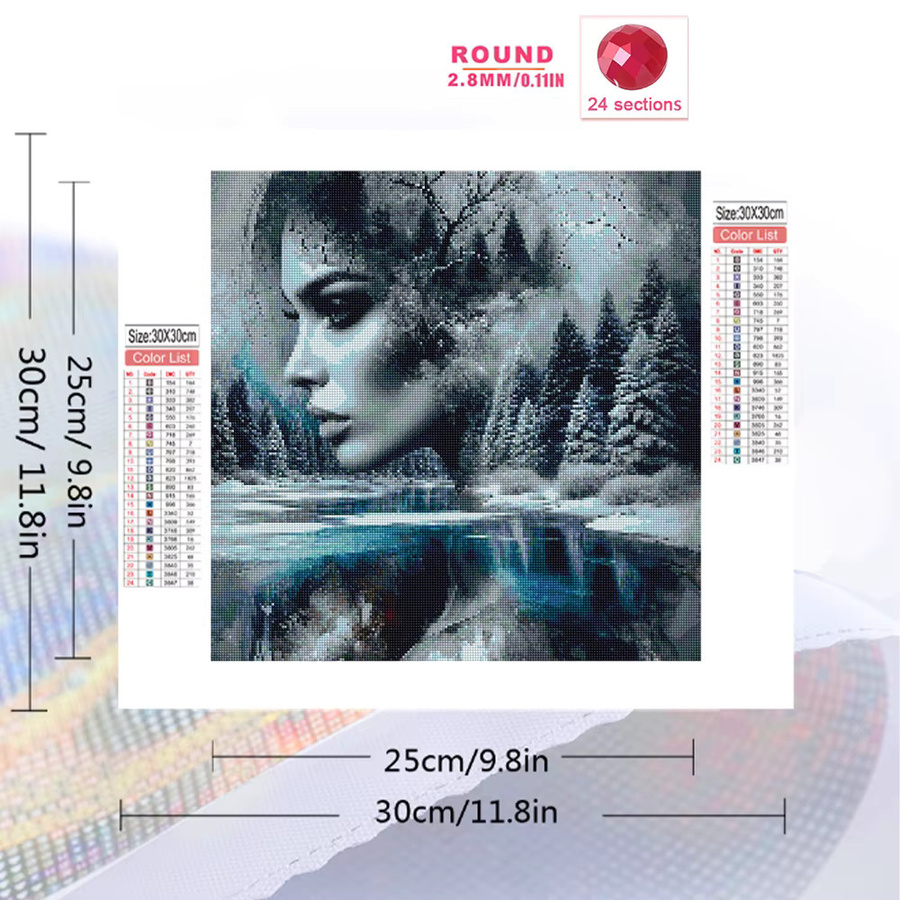 Evershine 5D DIY Diamant Stickerei Set Winter Landschaft mit Fluss und Baum als Mosaik-Malerei für dein Hobby - Bild 2