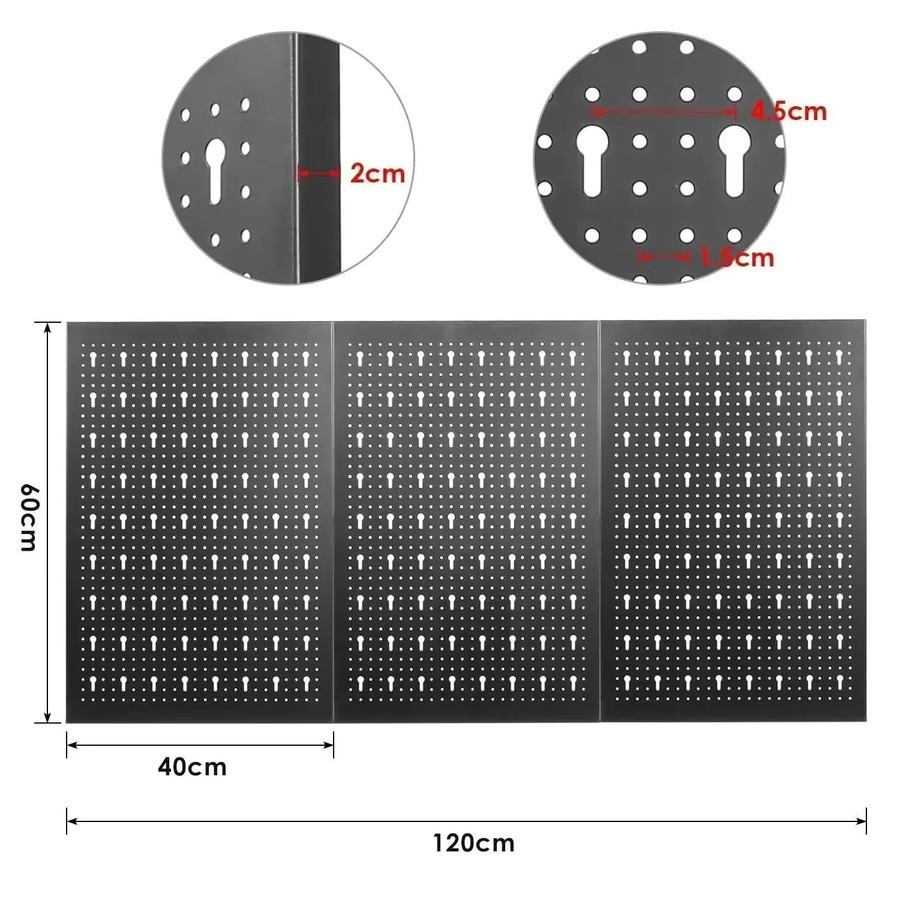 Fixkit Werkzeugwand aus Metall in Rot mit 17-teiligem Set Wändehaken, B/H: 120 x 60 cm, Tiefe: 2 cm - Bild 4