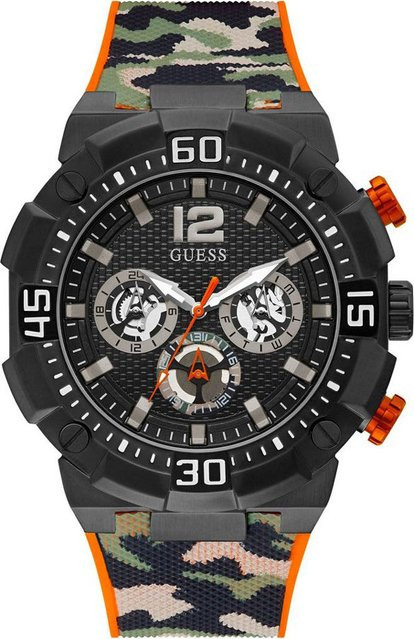 Guess Navigator Herrenuhr, Quarz, Edelstahl, Schwarz, 50 mm, Silikon - Bild 1