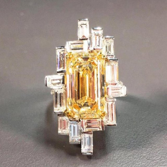 YIRAN Jewelry Ring, Kupfer, Gold, Gelber Zirkonia, Damen - Bild 1