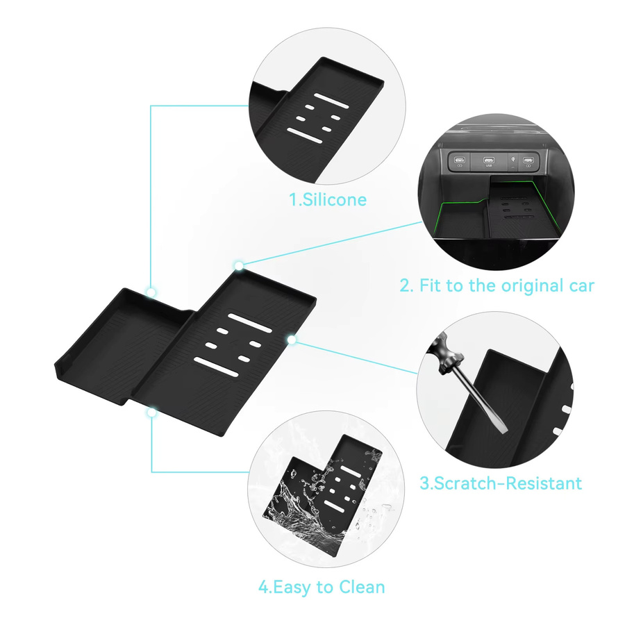 Suetlcoity Anti-Slip Silikon Matte für Kia Sorento 2021-2025 als kabelloses Ladepad in Schwarz - Bild 5