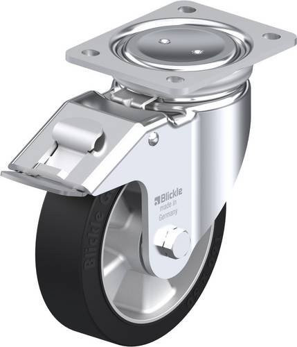 Blickle Lenkrolle LU-ALEV 160K-FI mit Feststeller in Schwarz und Silber, Rad-Durchmesser: 160 mm, Tragfähigkeit: 400 kg - Bild 1