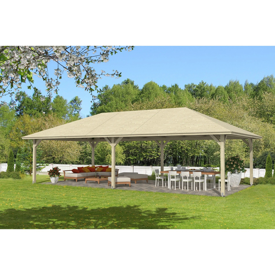 Skan Holz Pavillon Orleans 4 aus unbehandeltem Fichtenholz in Beige, B/T/H: 489 x 966 x 489 cm - Bild 2