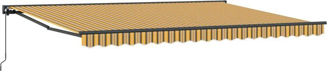 vidaXL Manuell Einziehbare Markise mit Kurbel in Gelb Grau und Weiß, B: 4 m, T: 3,5 m - Bild 1