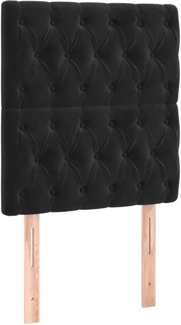 vidaXL LED Kopfteil aus Samt in Schwarz mit integrierter Beleuchtung und USB-Ladeport, B/H: 80 x 118/128 cm - Bild 1