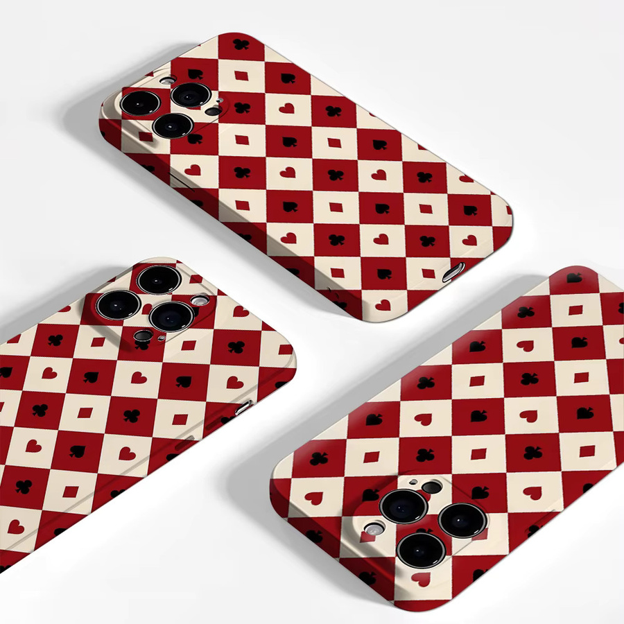 Poker Suit Argyle Handyhülle für iPhone 17 16 15 14 13 12 Pro Max Plus mit doppelschichtiger Rückseite in Multicolour - Bild 3