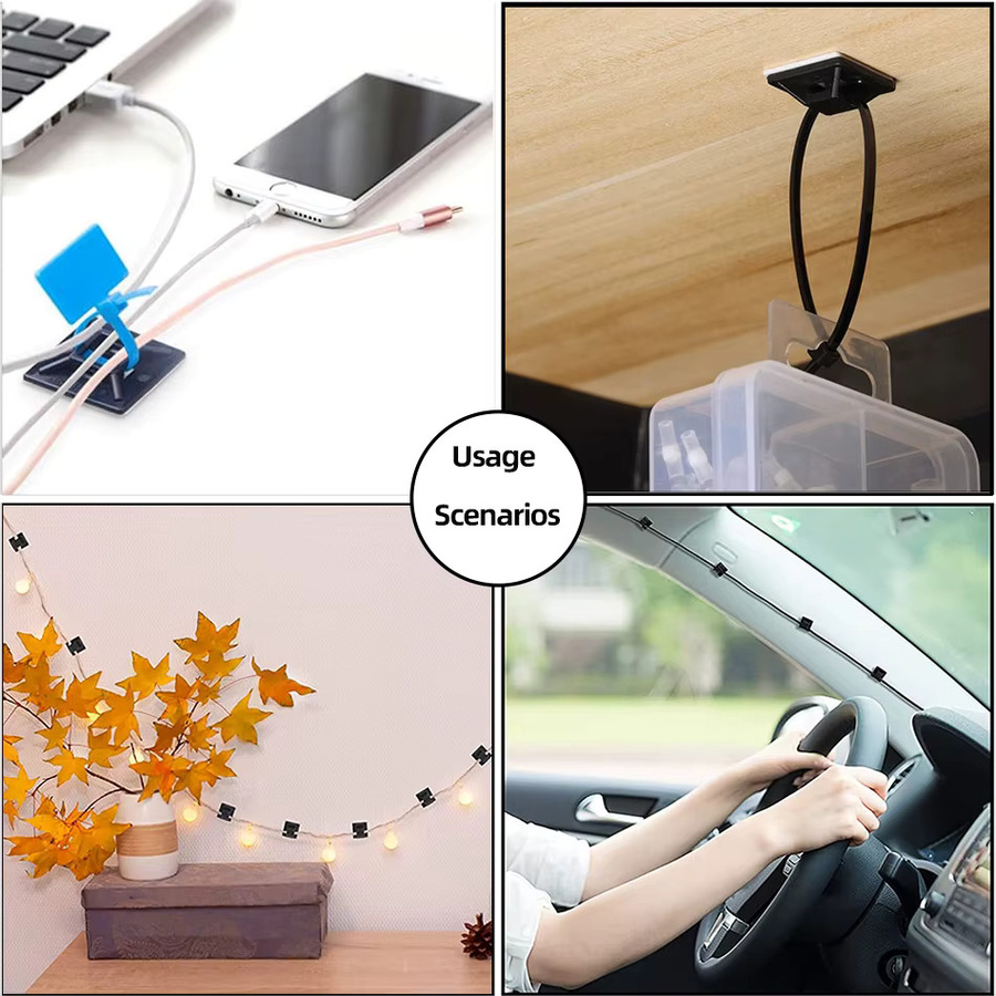 160 Stück selbstklebende Kabelbinderhalterungen in Schwarz als Kabel-Organizer und Management-Clips zur sicheren Kabelfixierung - Bild 4