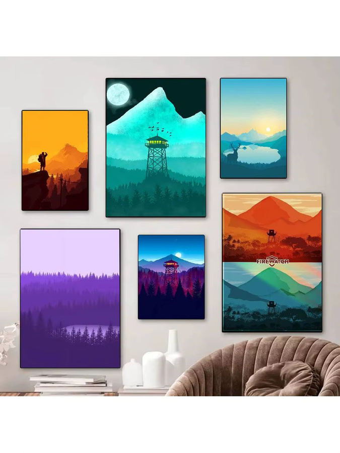 Firewatch Moon Mountain Forest Poster als Wandkunst für deine nordische Heimdekoration - Bild 6