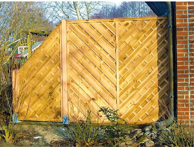 T & J Sichtschutzzaun Maxi-Diagonal-Serie aus kesseldruckimprägniertem Holz in Grün, B/H: 180 x 180 cm - Bild 1