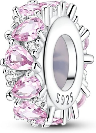 Charms 925 Silber, Zirkonia, Perle, Rosa - Bild 1