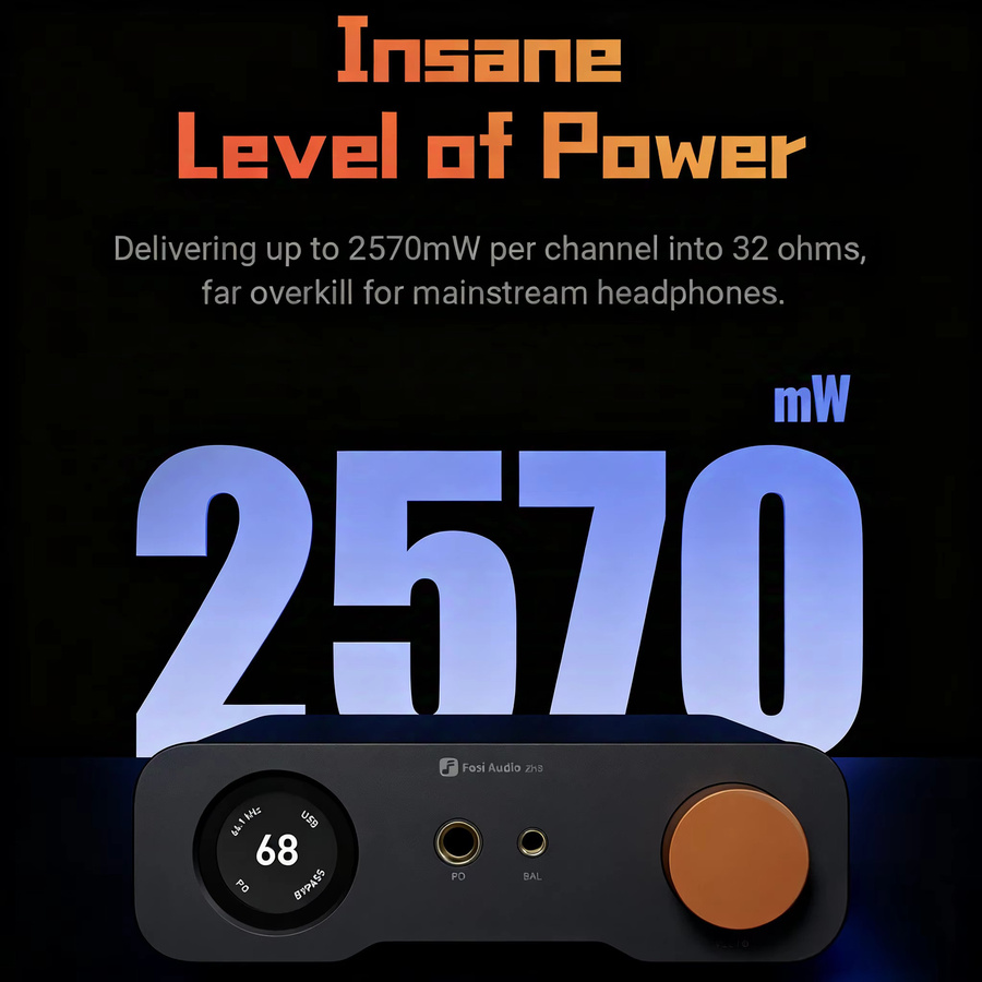Fosi Audio ZH3 DAC Kopfhörerverstärker in Schwarz mit Fernbedienung, PCM 768 kHz HIFI Audio DAC AKM4493SEQ und vollständig symmetrischem Vorverstärker - Bild 2