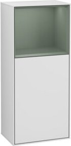 V&B Seitenschrank Finion rechts mit Glasregal in Weiß lackiert, B: 41,8 cm, H: 93,6 cm - Bild 1