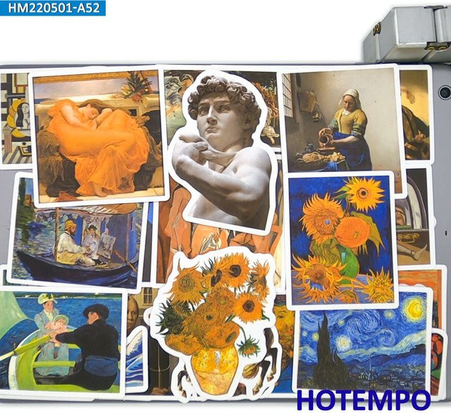 50 Stück Van Gogh Stil Ölmalerei Aufkleber in Multicolour für Laptop, Telefon, Gitarre und Koffer von Binchi Outdoor Product - Bild 1