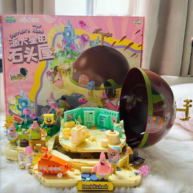 AREAX SpongeBob Schwammkopf Steinhaus, Baustein Montage Puzzle, Bunt / Mehrfarbig - Bild 1