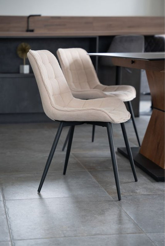HOME DELUXE Polsterstuhl Esszimmer IKALO 2er Set Beige mit Metallgestell B/T/H: 40 x 52,5 x 120 cm - Bild 3