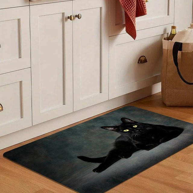 VIKAMA Eingangsmatte Schwarz, Rutschfeste und Schmutzabweisende Fußmatte mit Tier-Motiv, B/T: 60 x 40 cm - Bild 1
