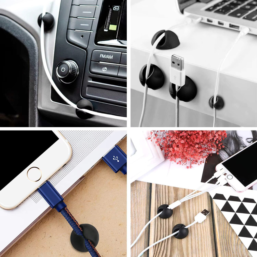 Silikon USB Kabel Organizer in Schwarz für USB-A und USB-C zur Kabelmanagement-Organisation am Schreibtisch - Bild 5