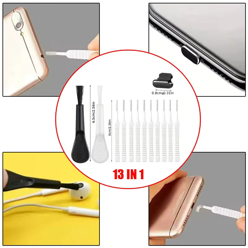 USB-C Reinigungsset aus Metall mit Staubschutz-Stecker und Reinigungsbürste für iPhone 15/16 sowie Android-Smartphones von Samsung und Xiaomi - Bild 2