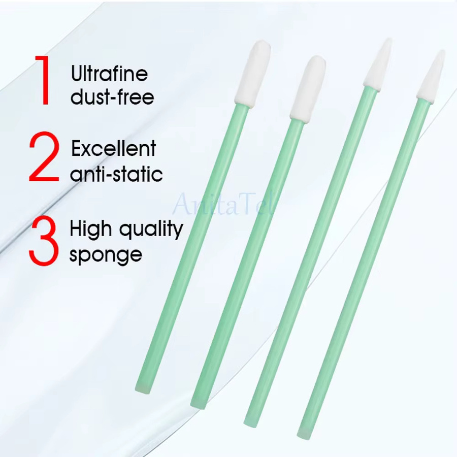 CAILI Glasfaser-Reinigungsstifte für LC, SC, FC und ST Steckverbinder und Adapter, 100 Stück, Weiß - Bild 1