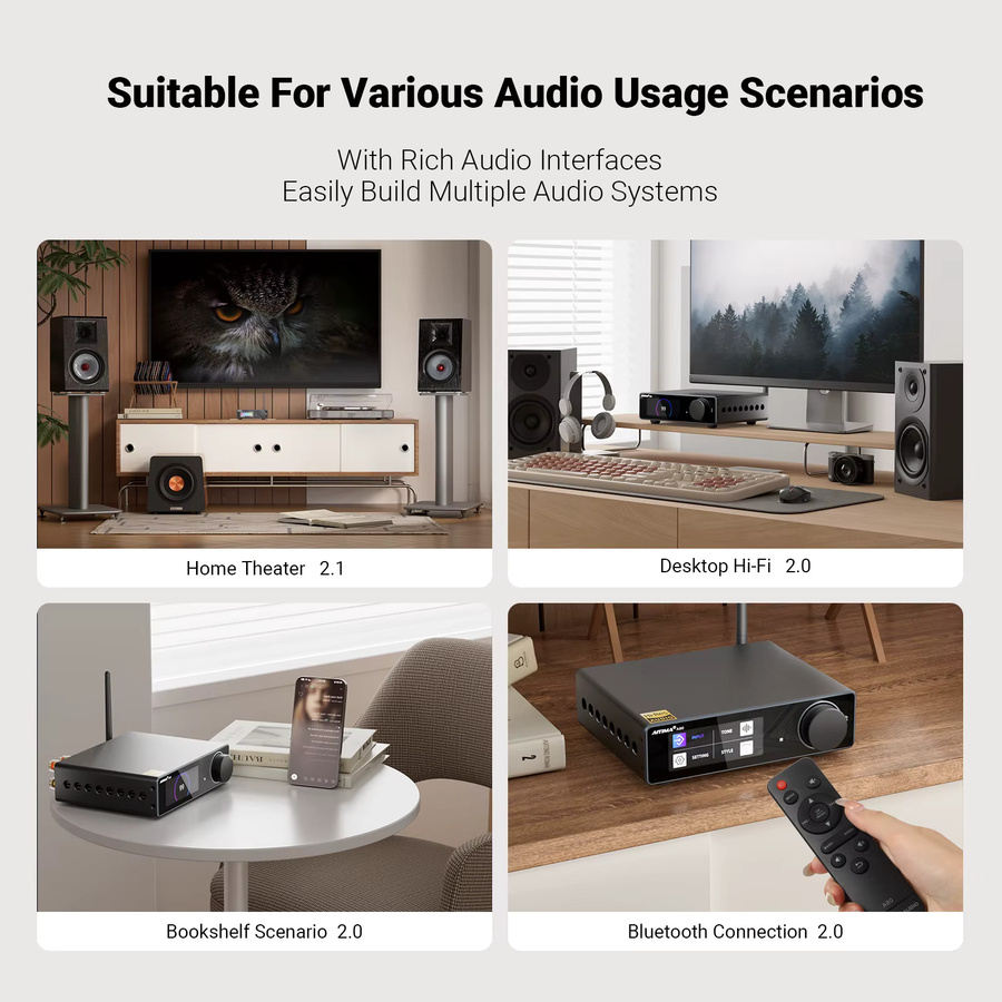AIYIMA A80 Upgrade Stereo-Leistungsverstärker mit TPA3255 DAC Bluetooth PFFB Klasse D 2.0 HiRes Digital-Verstärker Schwarz - Bild 4