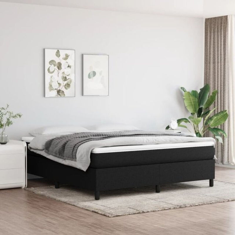 Vidaxl Boxspringbett mit Matratze in Schwarz aus Stoff, B/T/H: 160 x 200 cm - Bild 1