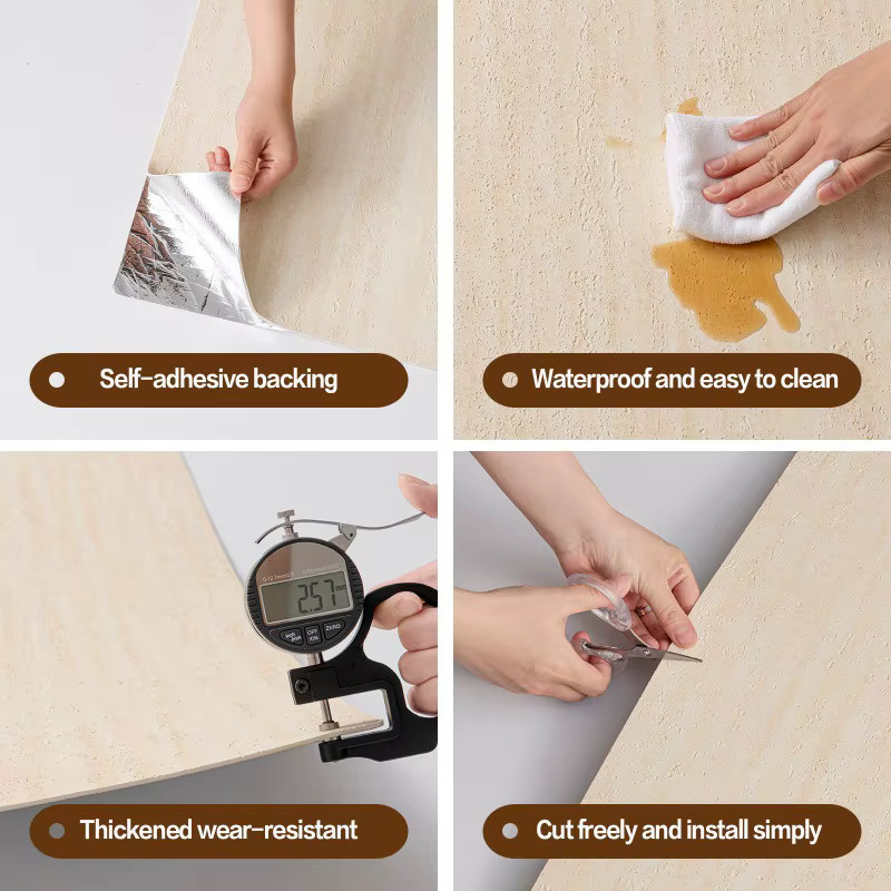 Selbstklebende 3D-Diatomit-Wandpaneele aus PVC in Beige für Badezimmer, Küche und Wohnzimmer – Wasserdichte Hintergrundfliesen zur modernen Dekoration - Bild 3
