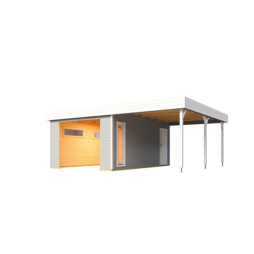 LASITA MAJA Blockgarage Bahamas aus Holz in Lichtgrau mit Stufendach, B/T: 820 x 560 cm - Bild 2
