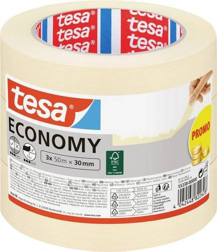 Tesa Kreppband Promo 3er-Set in Beige und Transparent, Breite: 30 mm, Länge: 50 m pro Rolle - Bild 1