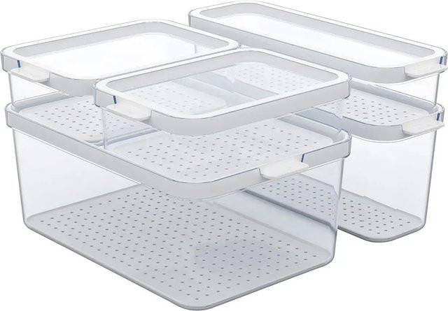Rotho Kühlschrankorganizer-Set Cauma Transparent 5-teilig mit Snap-Lid und stapelbar - Bild 1