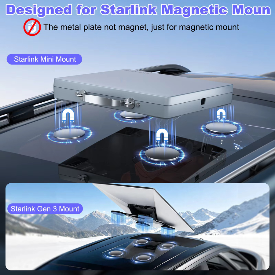 FONKEN Magnetische Metallplatten für Starlink Mini und Gen 3, Eisenblech-Aufkleber zur Autohalterung, Farbe: Silber - Bild 2