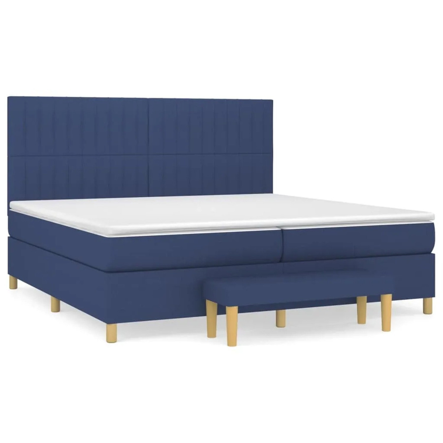 vidaXL Boxspringbett Hybrid mit Matratze Blau/Weiß B/T/H: 200 x 200 x 203 cm - Bild 2