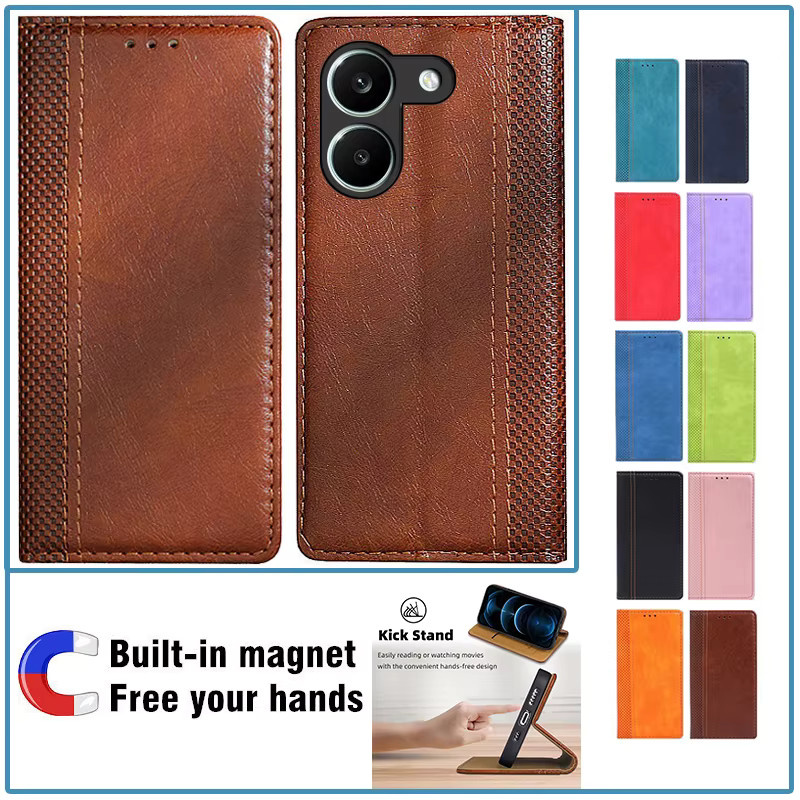 Lederne Flip-Book-Handyhülle für Xiaomi Poco X8 Pro und Poco X8 Pro Max 5G in Orange - Bild 1