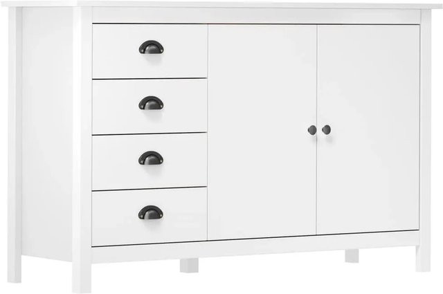vidaXL Sideboard Hill aus Massivholz Kiefer in Weiß, B/T/H: 130 x 40 x 80 cm - Bild 1