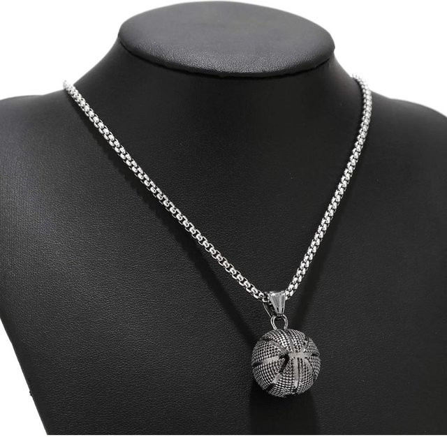 Lucky Star Jewelry Anhänger-Halskette Basketballform, Edelstahl, Silber, Herren - Bild 1