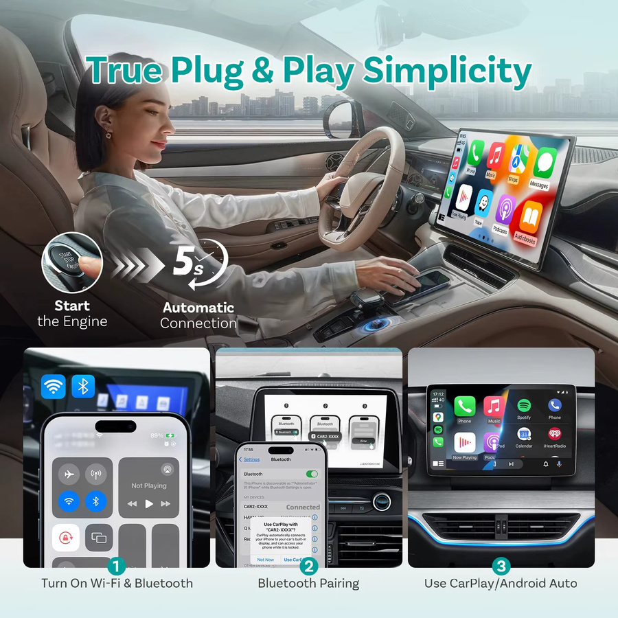 OTTOCAST Mini Pico 2-in-1 Kabelloser CarPlay und Android Auto Adapter mit WLAN 6.0 in Schwarz - Bild 5