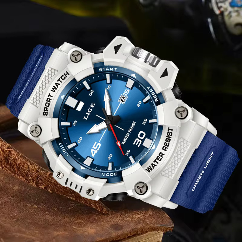 LIGE Armbanduhr Quarz, Silikon, Schwarz, Herren - Bild 2