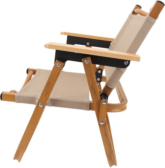 Nensit Kinder-Campingstuhl aus Aluminiumlegierung mit Holzmaserung, tragbarer Faltstuhl für Kinder in Beige - Bild 1
